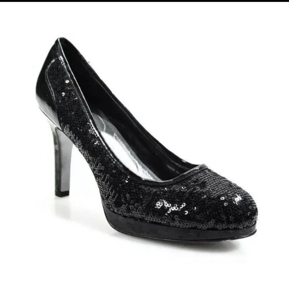 Tahari black sequin heels